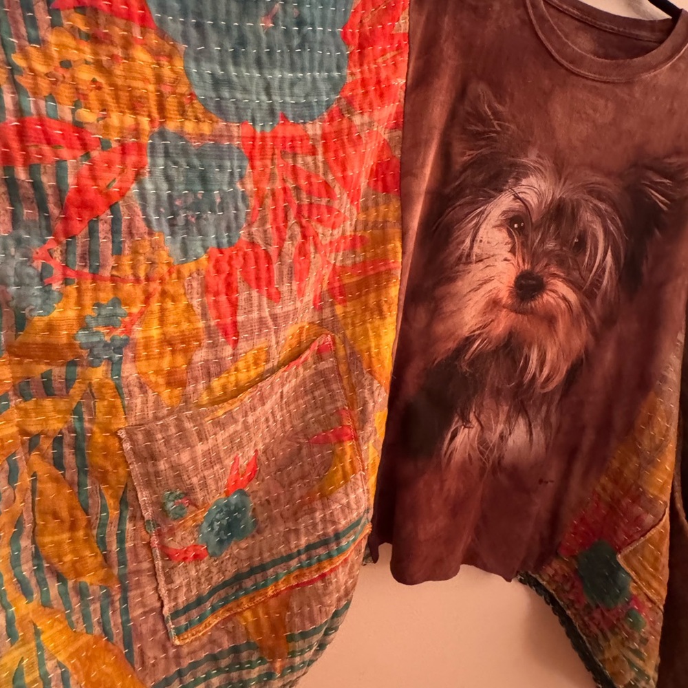 Brown Dog Print Poncho Top - Women - Picture 6 of 7
